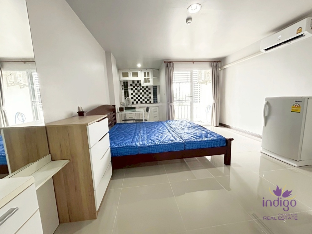คอนโดให้เช่า 1 ห้องนอน 1 ห้องน้ำ เนื้อที่ 30 ตรม พร้อมเฟอร์นิเจอร์ ใกล้โรงพยาบาลลานนา และ โลตัสคำเที่ยง เมือง เชียงใหม่